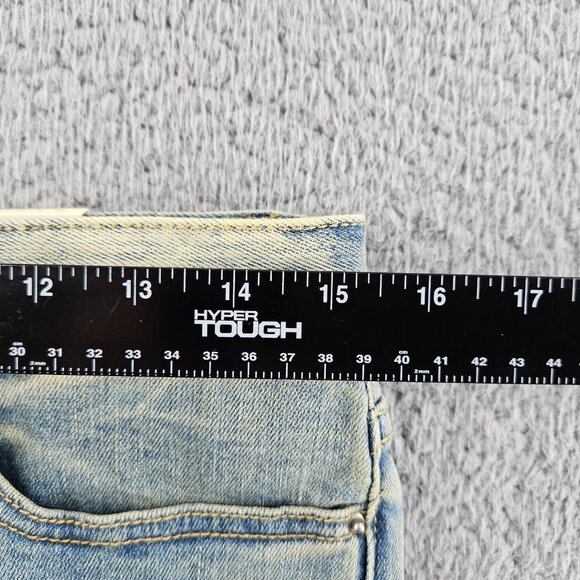 mnml M5 Stretch Denim Jeans Mens 28 Blue Tapered Ankle Zips Button Fly - Picture 9 of 16